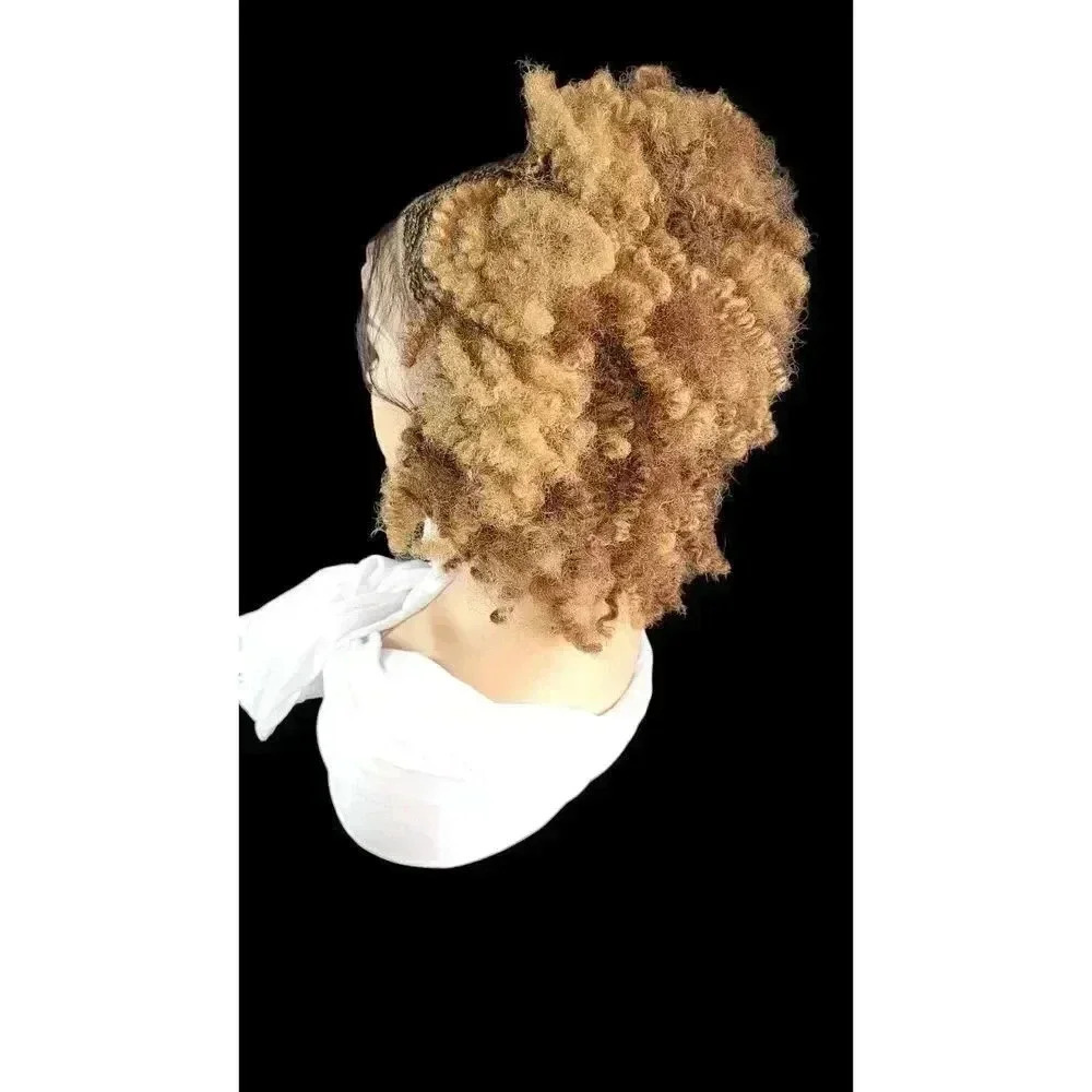 Braided wigs 100% handmade, short afro wig, stunning, colored Wig Mixt NWT short - Picture 12 of 15